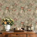 Peel and Stick Wallpaper for Bedroom Vintage Red Floral Self-Adhesive by Fiula