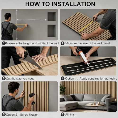 4 Pack 47.2"x23.6" Wood Slat Acoustic Panels, Noise Dampening - Image 7