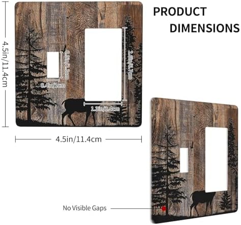 Outlet Covers Rustic Forest Antler Elk Deer Silhouettes Animals Wood Grain 1 - Image 4