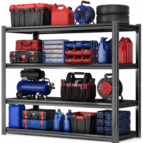 Garage Shelving, 2400 LBS Heavy Duty Metal Storage Shelves, 4-Tier Adjustable by BEESTMUEBLE