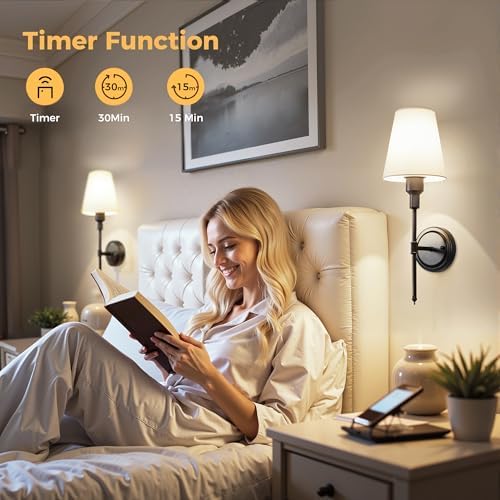 Battery Operated Wall Sconce: Set of 2 Wireless Wall Light 12000mAh - Image 4