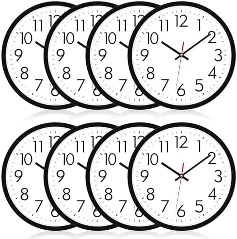 Lumuasky 8 Pack Wall Clock Bulk12 Inch Silent Non-Ticking Round Analog Classic by LumuaskyDirect