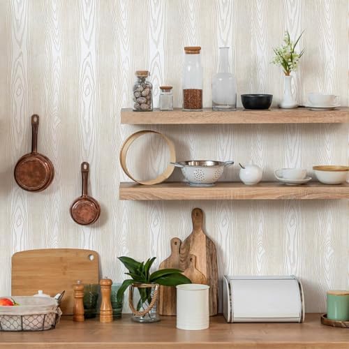 White and Gold Wood Contact Paper 17.3"x200" Peel and Stick Wallpaper - Image 4