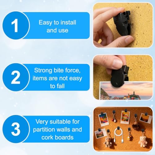 MXCOIRTP 30pcs Cubicle Clips for Walls, Push Pin Clips for Bulletin Board - Image 3