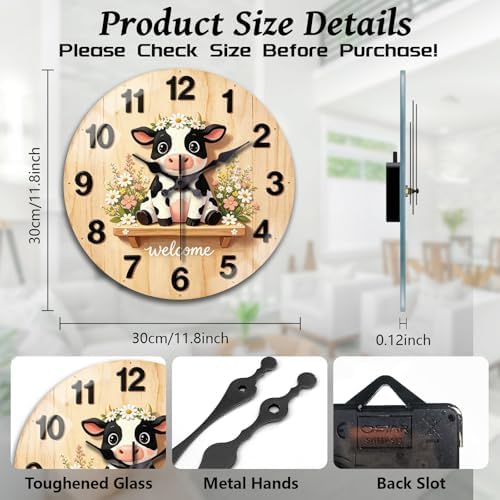 peacoblue Cow Wall Clocks Battery Operated - Image 2
