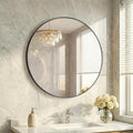 28 Inch Black Round Bathroom Wall Mirror, Round Mirrors by HAPPYMONTLLC
