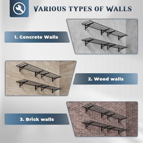 Jusgym 4 Pack Garage Shelving Wall Mounted, 1400LB Heavy Load - Image 3