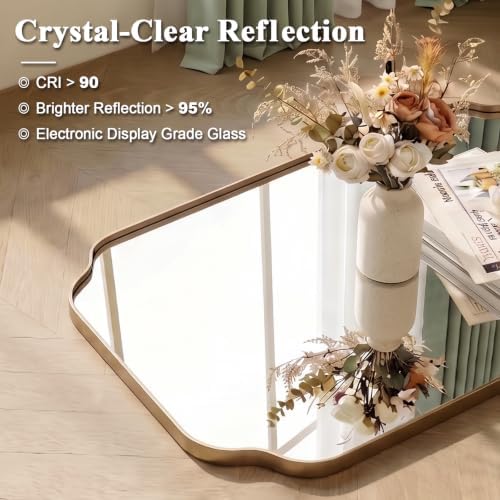 ANDY STAR 30"x60" Champagne Bronze Scalloped Mirror - Image 6