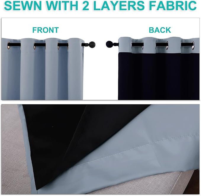 NICETOWN Full Shading Curtains for Windows, Vintage Blue, 62 inches W x 95 - Image 5