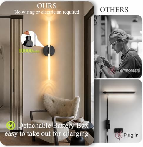 10000mAh Battery Operated Wall Sconce Lights Set of 2 - Image 3