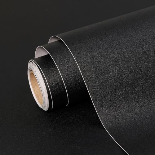Black Peel and Stick Wallpaper Solid Black Contact Paper A Set of 15.7"x472" by SOONAFTER