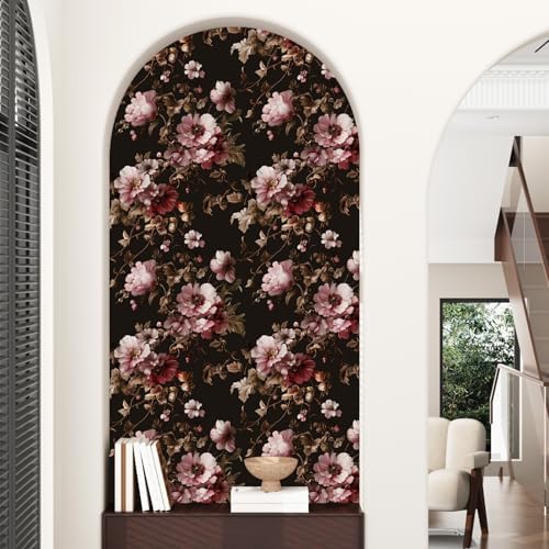 Laatse Dark Floral Brown Wallpaper Peel and Stick17.5 × 118" - Image 7