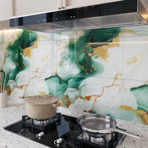 10pcs Peel and Stick Tile Shower Waterproof Marble Tiles Wall Panels, - Image 2