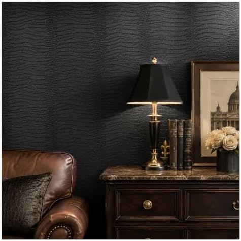 Black Peel and Stick Wallpaper, 15.7'' X 118'' Crocodile Wallpaper - Image 2