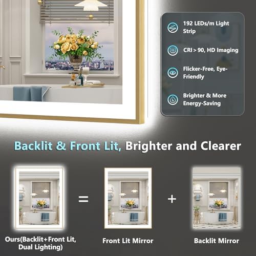 28x36 Gold LED Bathroom Mirror - Image 4