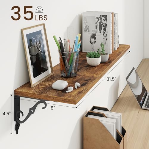 RICHFOCUS Floating Shelves for Wall Decor, 31.5W x 8D Shelves Set of 2 - Image 3