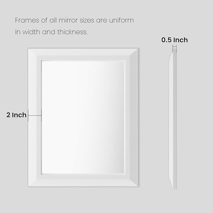 Amorho Bathroom Mirror, 48x30 Inch White Thick Metal Framed Wall Mirrors - Image 6