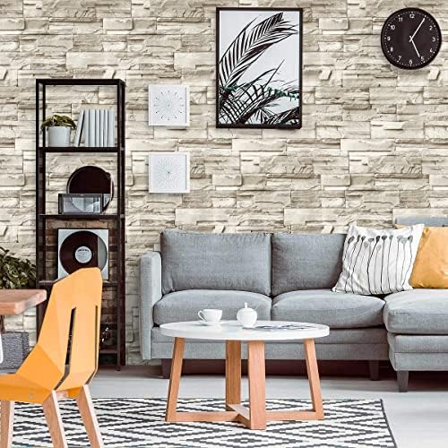 Jeweluck Faux Stone Wallpaper Peel and Stick Brick Wallpaper 17.7”×590.5” - Image 4
