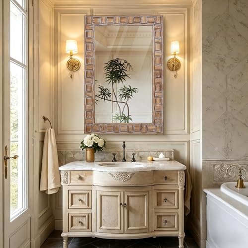 36x24 Inch Rustic Rectangle Wall Mirror - Image 6
