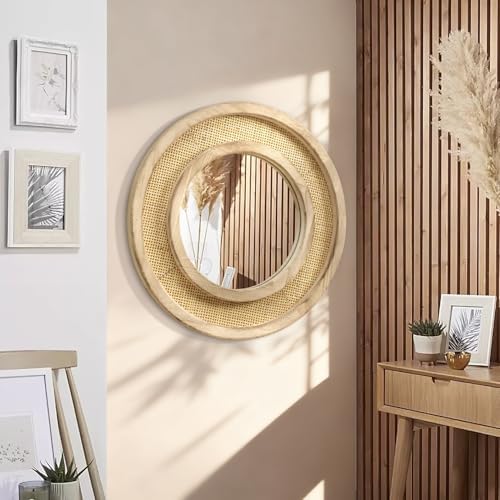 JJUUYOU Wood Mirror with Wood Frame Circle Mirrors - Image 6