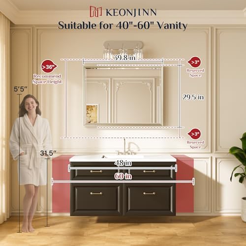 Keonjinn 40" x 30" Gold Bathroom Mirror - Image 2