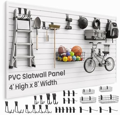 SMARTSTANDARD White Slatwall Panel Set, 4x8 FT PVC Panel by SMARTSTANDARD