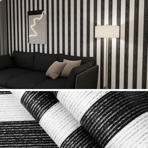 Black Stripe Peel and Stick Wallpaper A Set of 15.7" x 236" Black and White by Biyoeepeelstickwallpaper