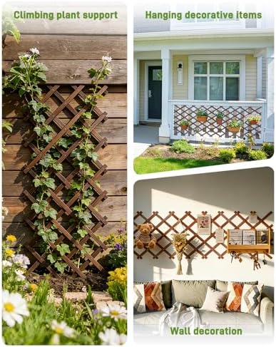 Expandable Wooden Latice Fence Panel, 1 Pack, 2.2 x 5.2 Ft Large Wood Garden - Image 5