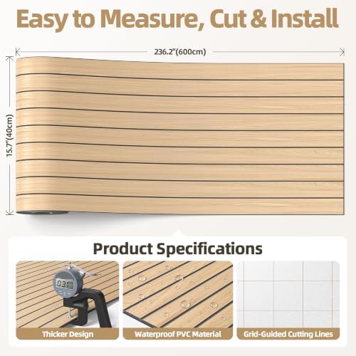 Peel and Stick Wood Slat Wall Panels, 3D PVC Faux Oak Wood Grain Wallpaper - Image 5