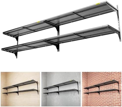 Aecxm 2-Pack 2 Tier 1.3x4ft Garage Shelving Wall Mounted, 520lbs Load by AECXM