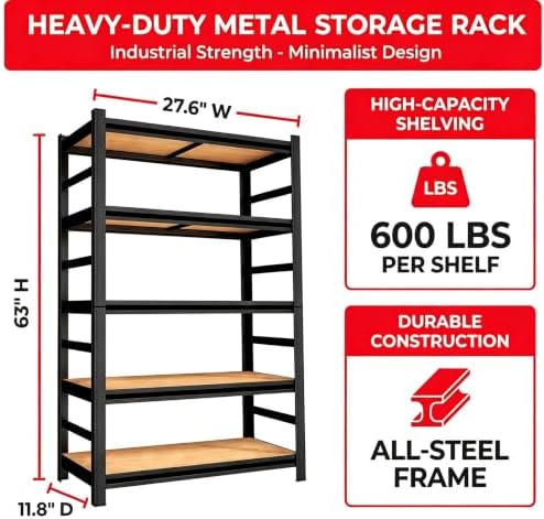 Garage Shelving, 3000 LBS Heavy Duty Metal Storage Shelves - Image 2