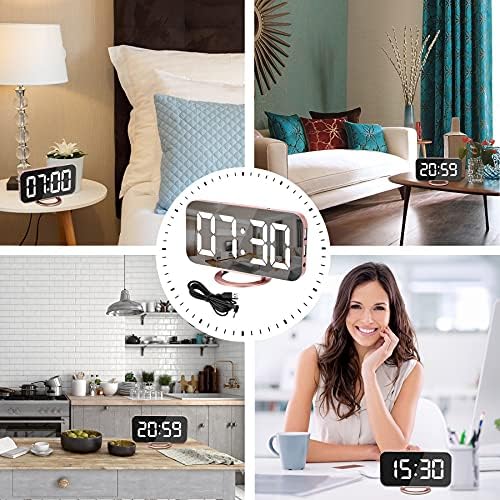 SZELAM Alarm Clock for Bedroom, LED and Mirror Digital Clock Large Display - Image 6