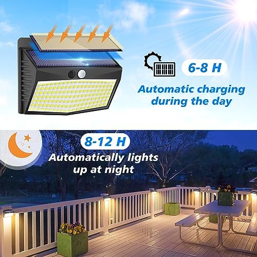 Peasur 8 Pack Solar Motion Sensor Lights Outdoor Waterproof - Image 3