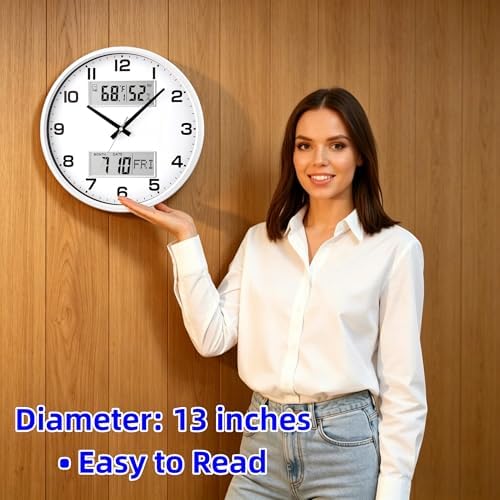 13" White Battery Powered Silent Wall Clock - Image 5
