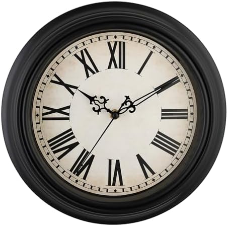 Plumeet Extra Large Retro Wall Clock, Roman Numerals, Battery Operated by Plumeet