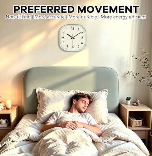12" Square Analog Wall Clock, Silent Clock - Image 2