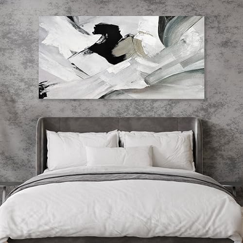 Abstract Wall Art Home Wall Decor Black White and Grey painting Abstract Canvas - Image 4