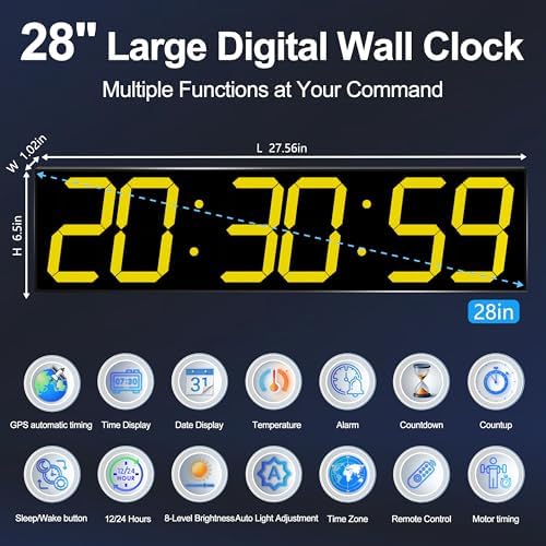 CHKOSDA 28 Inch Oversized Digital Wall Clock - Image 2