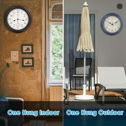 2 Pack Bulk Indoor Outdoor Vintage Wall Clock 12 Inch Battery Operated - Image 4