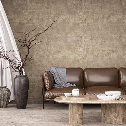 VEELIKE 15.7''x354'' Grunge Metallic Wallpaper Textured Brown Industrial Peel - Image 3