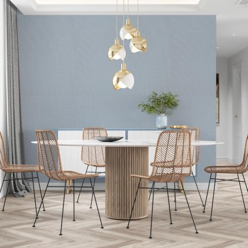 wishFIRE Grasscloth Peel and Stick Wallpaper 23.6"X200" Blue Contact Paper - Image 2