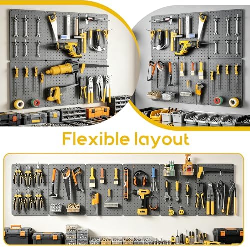 Pegboard Organizer Kit, 6 Pack 12 x 16 in Steel Metal - Image 7