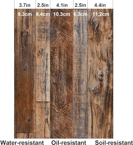 WENMER 23.6" x 1180" Brown Wood Wallpaper Peel and Stick Shiplap Self Adhesive - Image 5
