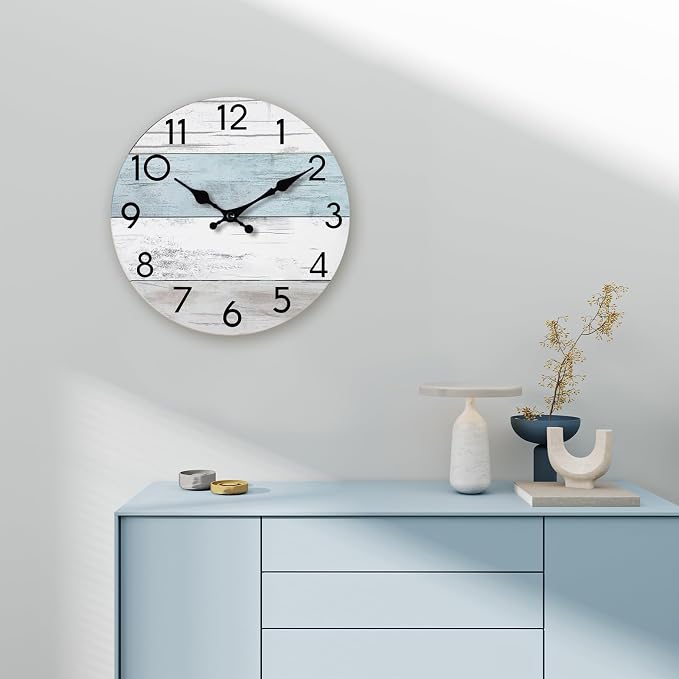 KECYET Wall Clock Silent Non-Ticking Wooden Clocks Battery Operated 12 Inch - Image 7