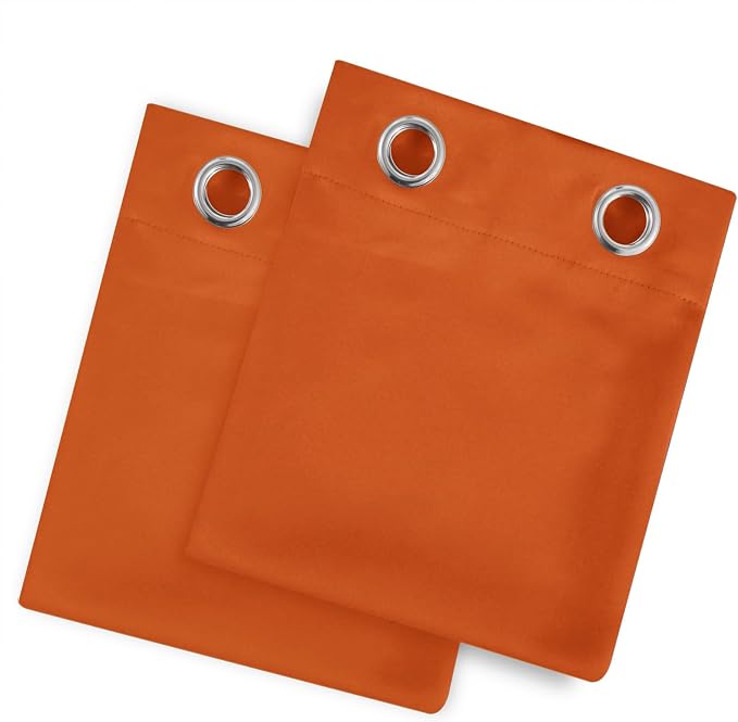 LEMOMO Blackout Curtains 66 x 54 Inch Long Orange Curtains Set of 2 Panels Room - Image 9