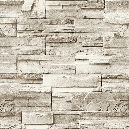 Jeweluck Faux Stone Wallpaper Peel and Stick Brick Wallpaper 17.7”×118.1” by Jeweluck