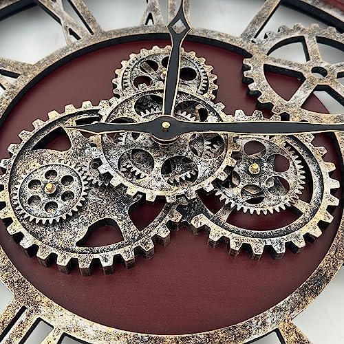 The B-Style Large Wall Clock 24 inch Moving Gear Wall Clock Oversized Vintage - Image 3