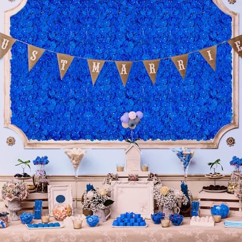 BLOSMON Royal Blue Flower Wall Backdrop Panels, 24 x 16 Inch - Image 3