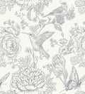 Safiyya Blue White Peel and Stick Wallpaper Floral Birds Butterfly Contact by SAFIYYA