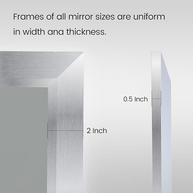 Amorho 36x36 Inch Bathroom Mirror Silver, Thick Metal Framed Wall Mirrors - Image 4